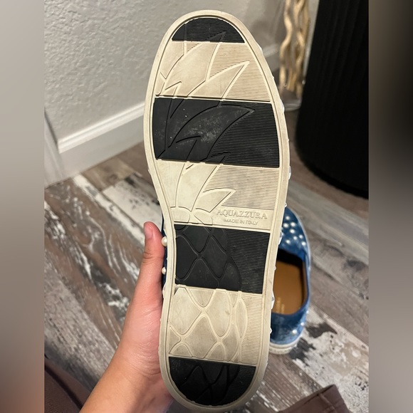 Aquazzura Ocean Blue Cosmic Pearls Slip-on Sneakers - Picture 6 of 10